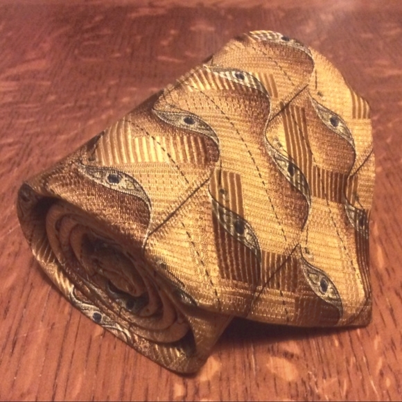 Robert Talbott Studio Necktie Gold Geometric Silk Neck Tie - Picture 1 of 4